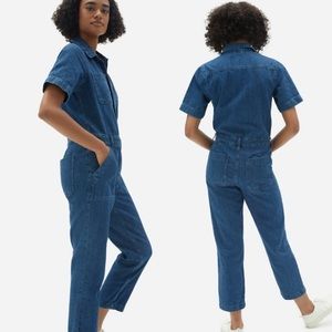 Everlane The Super Soft Denim Jean Short Sleeve Coverall Jumpsuit